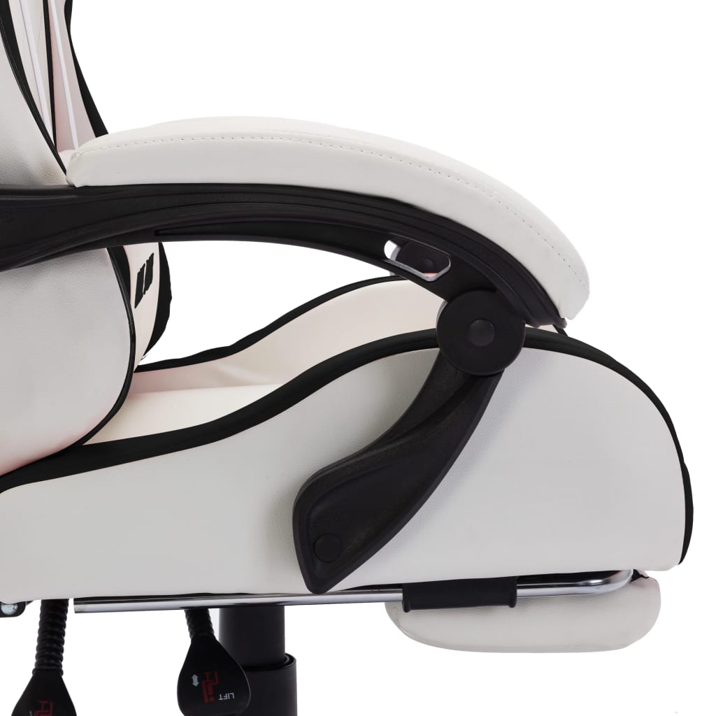 vidaXL Silla gaming con luces LED RGB cuero sintético negro y blanco
