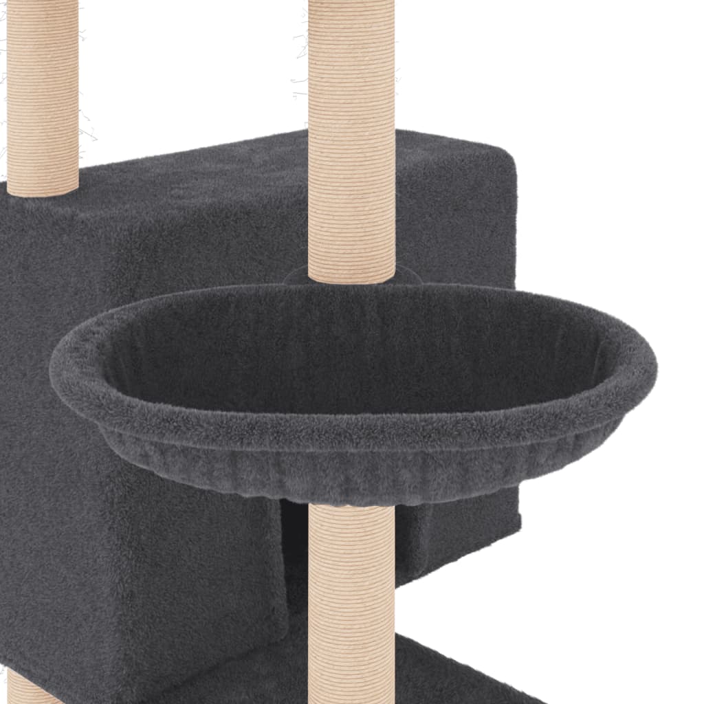 vidaXL Rascador para gatos con postes de sisal gris oscuro 143 cm
