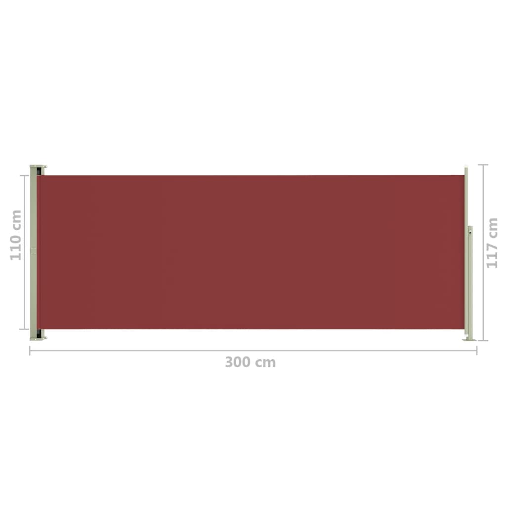 vidaXL Toldo lateral retráctil de jardín rojo 117x300 cm