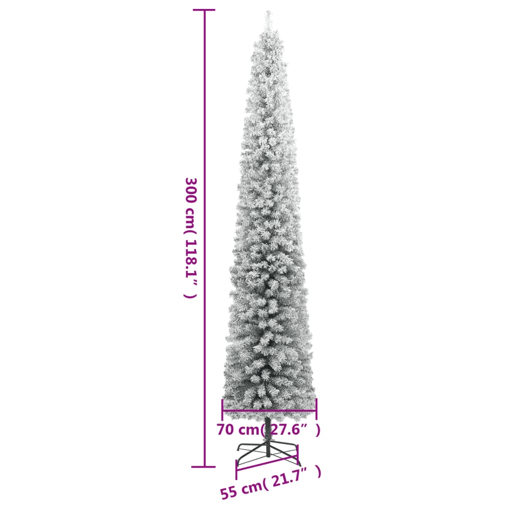 vidaXL Árbol de Navidad estrecho con 300 LED y nieve 300 cm
