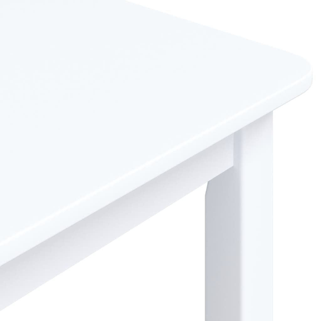 vidaXL Mesa de comedor de madera maciza de caucho blanco 114x71x75 cm