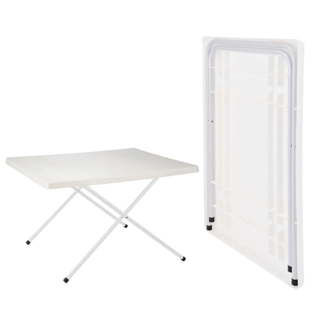 HI Mesa de camping plegable y ajustable blanca 80x60x51/61 cm