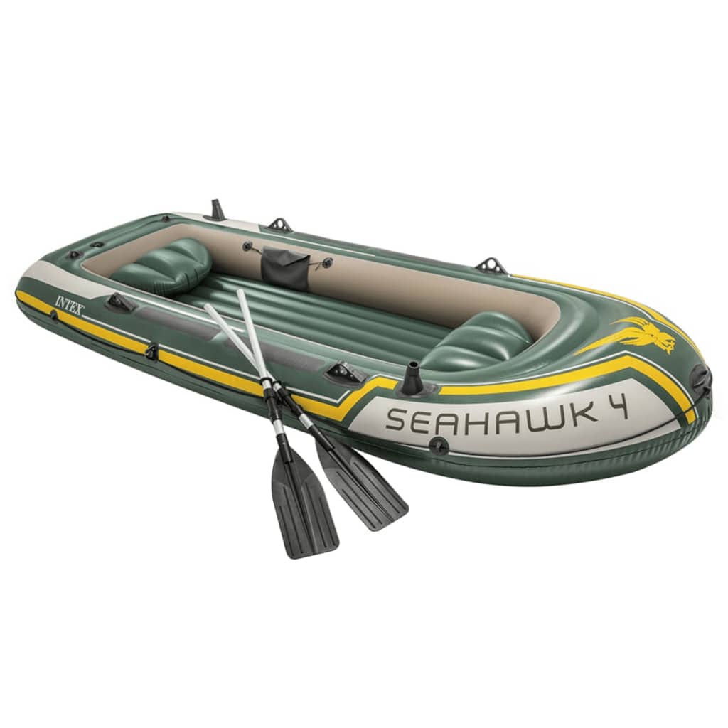 Intex Barca inflable Seahawk 4 con motor de arrastre y soporte