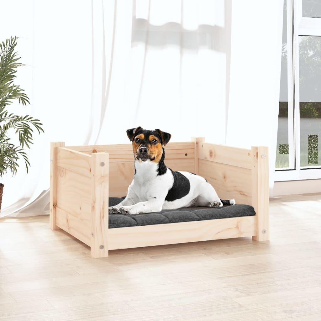 vidaXL Cama para perros madera maciza de pino blanco 95,5x65,5x28 cm