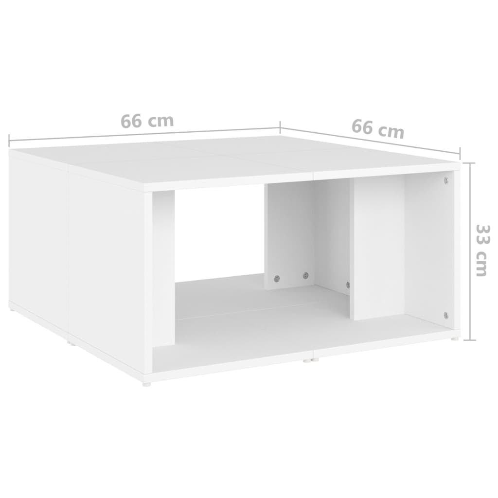 vidaXL Mesas de centro 4 pzas madera contrachapada blanco 33x33x33 cm