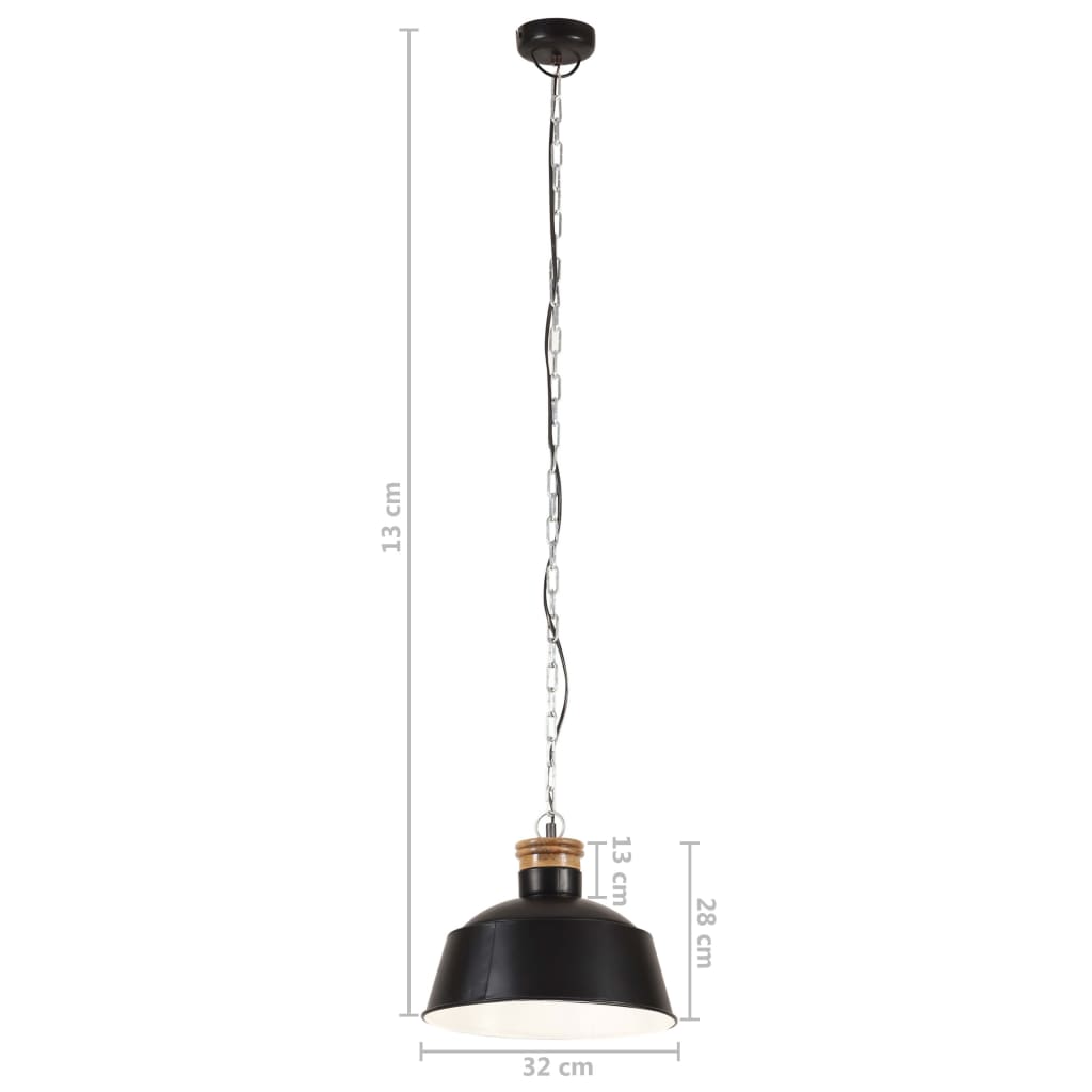 vidaXL Lámpara colgante industrial 32 cm negro E27