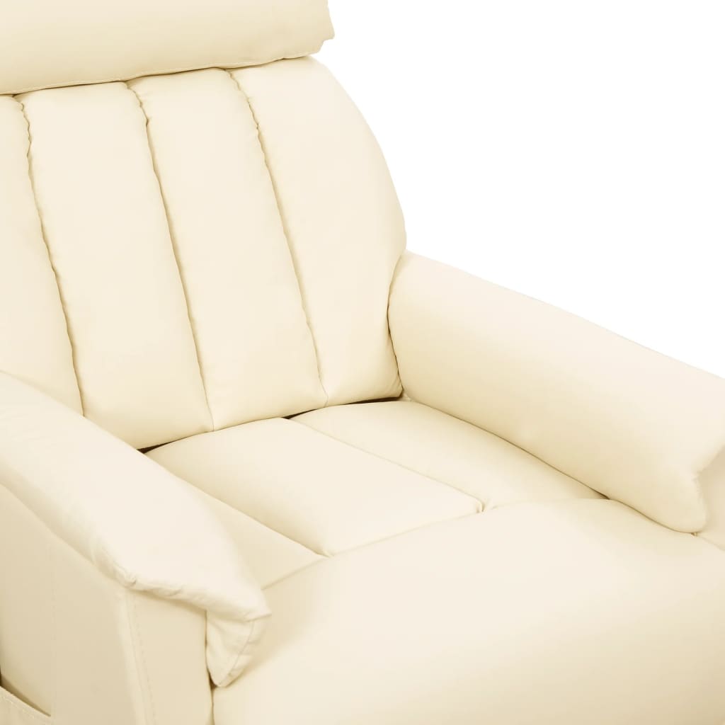 vidaXL Sillón reclinable elevable de cuero sintético crema