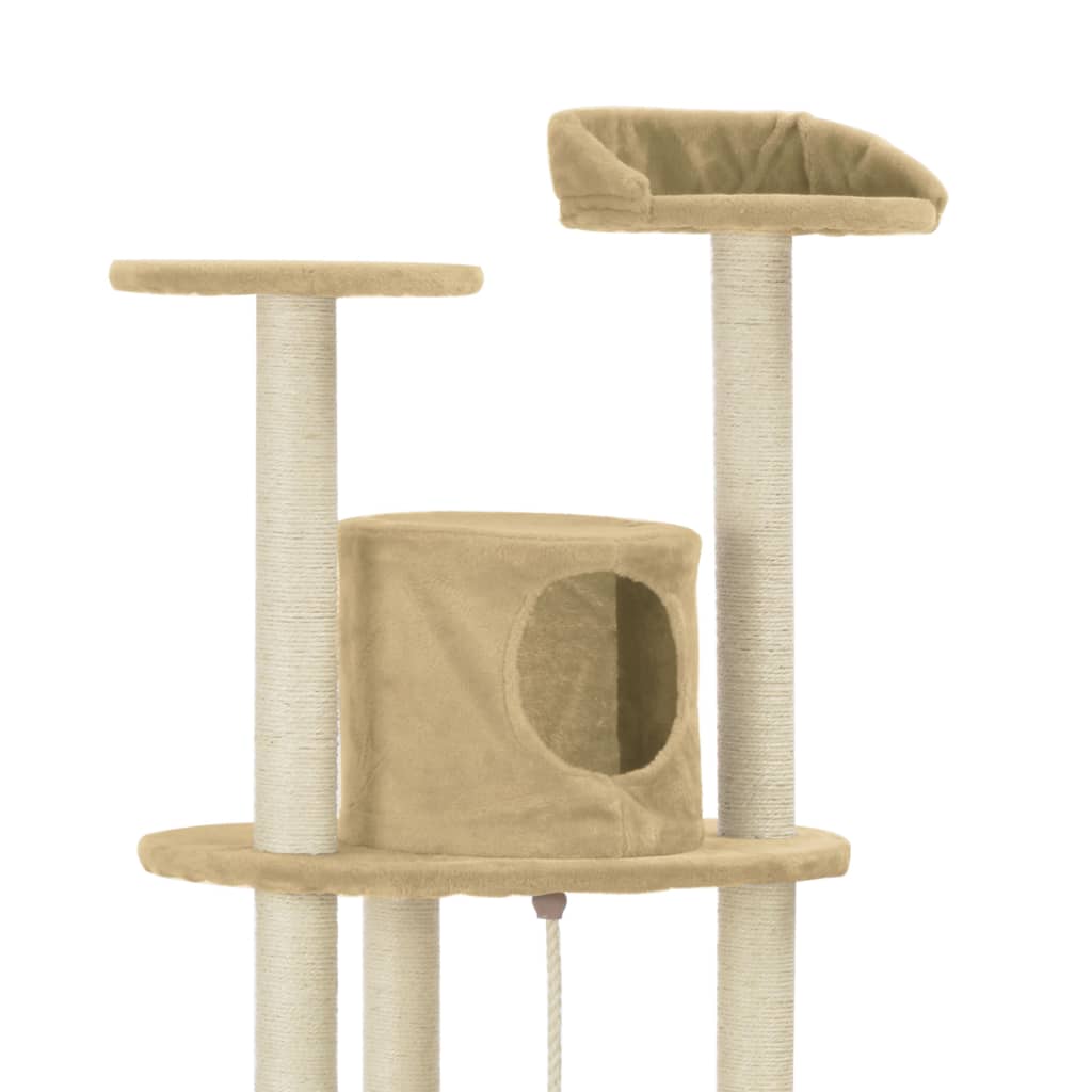 vidaXL Rascador para gatos con postes de sisal beige 160 cm