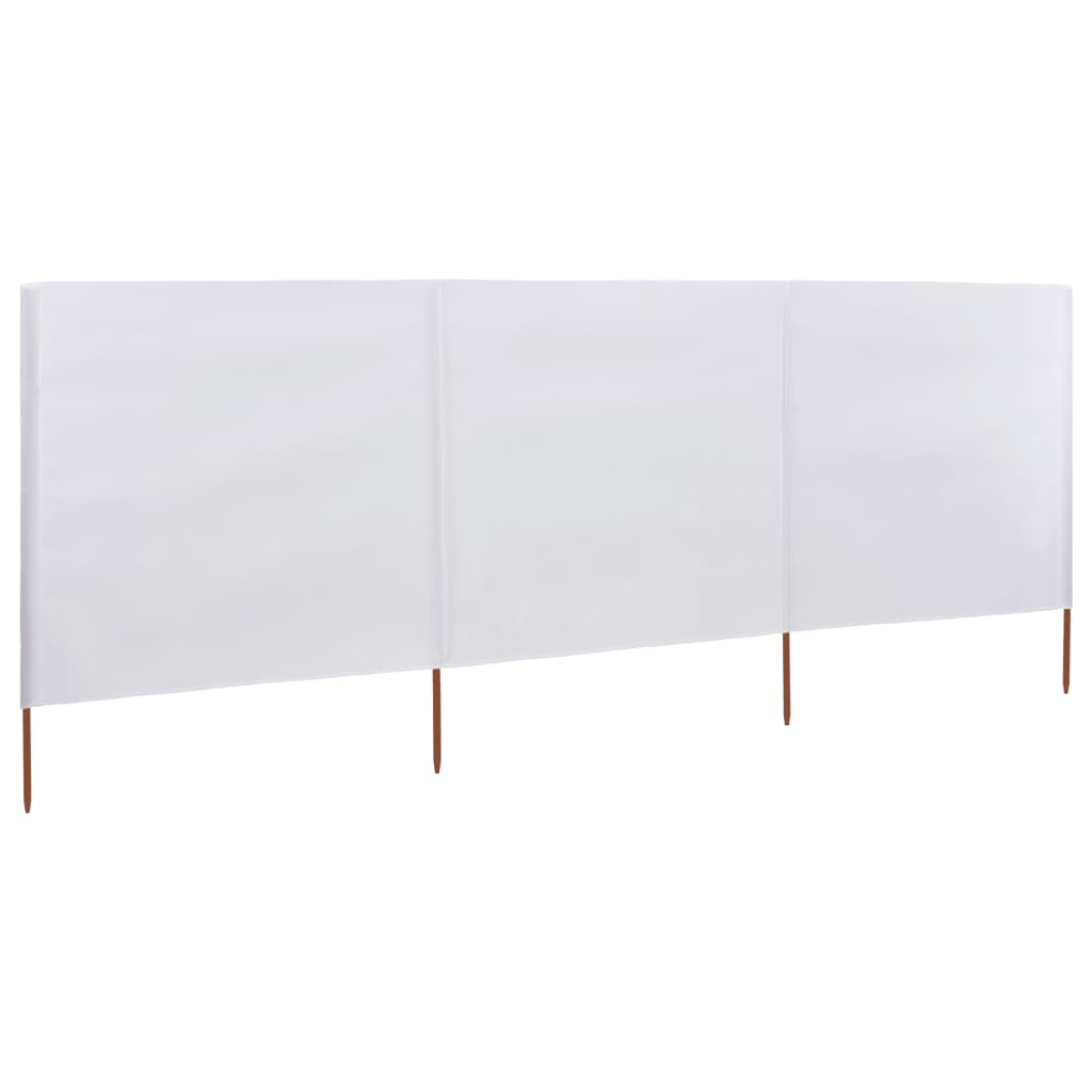 vidaXL Paravientos de playa de 3 paneles de tela 400x120 cm blanco