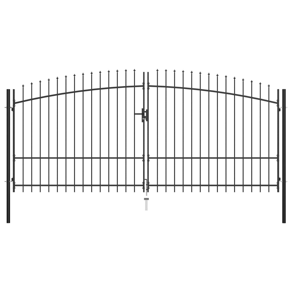 vidaXL Puerta doble para valla con puntas de lanza 400x225 cm