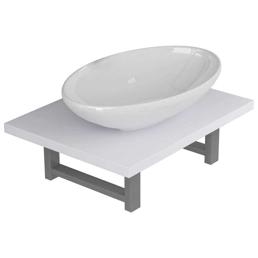 vidaXL Conjunto de muebles de baño 2 piezas cerámica blanco