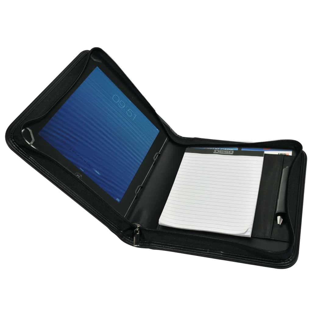 DESQ Carpeta para reuniones con libreta y soporte de tableta A5 negro
