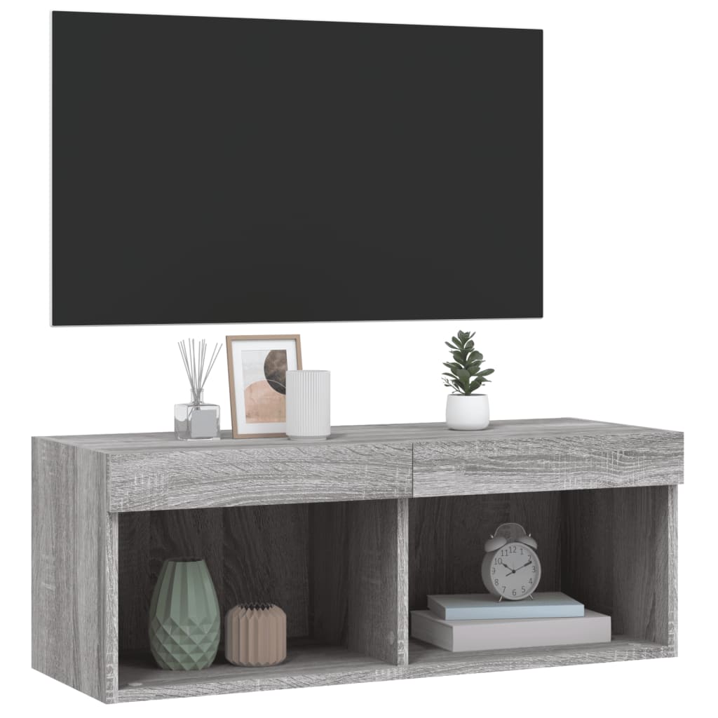 vidaXL Mueble para TV con luces LED gris Sonoma 80x30x30 cm