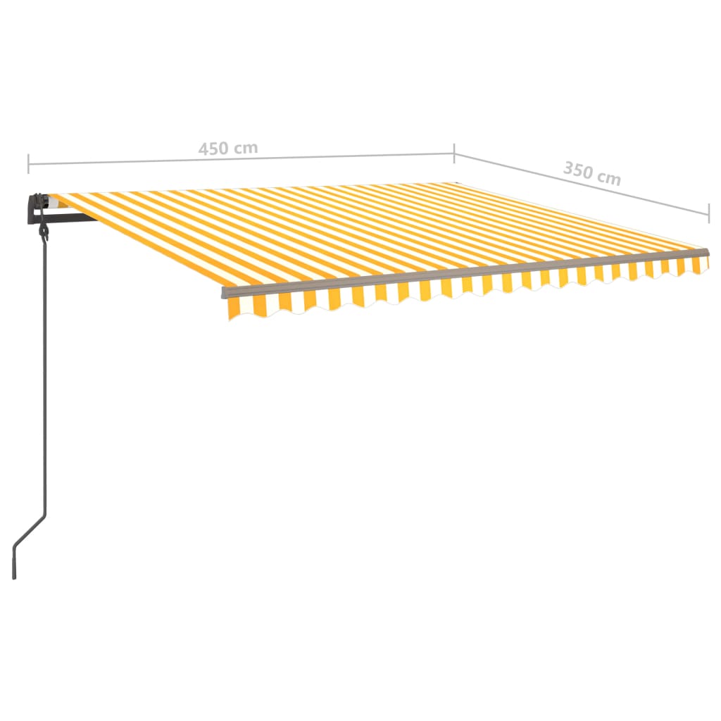vidaXL Toldo retráctil manual con postes amarillo y blanco 4,5x3,5 m