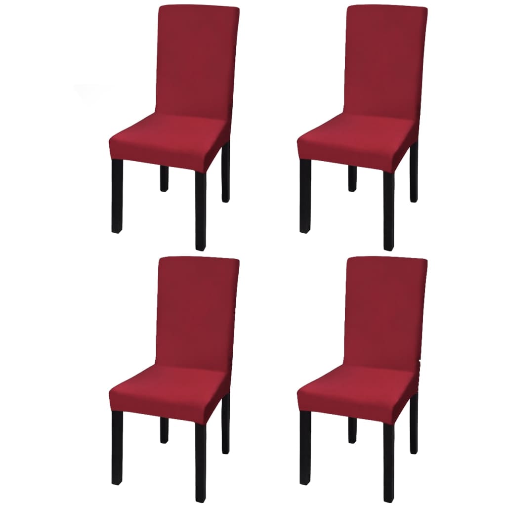 vidaXL Funda de silla elástica recta 4 unidades burdeos