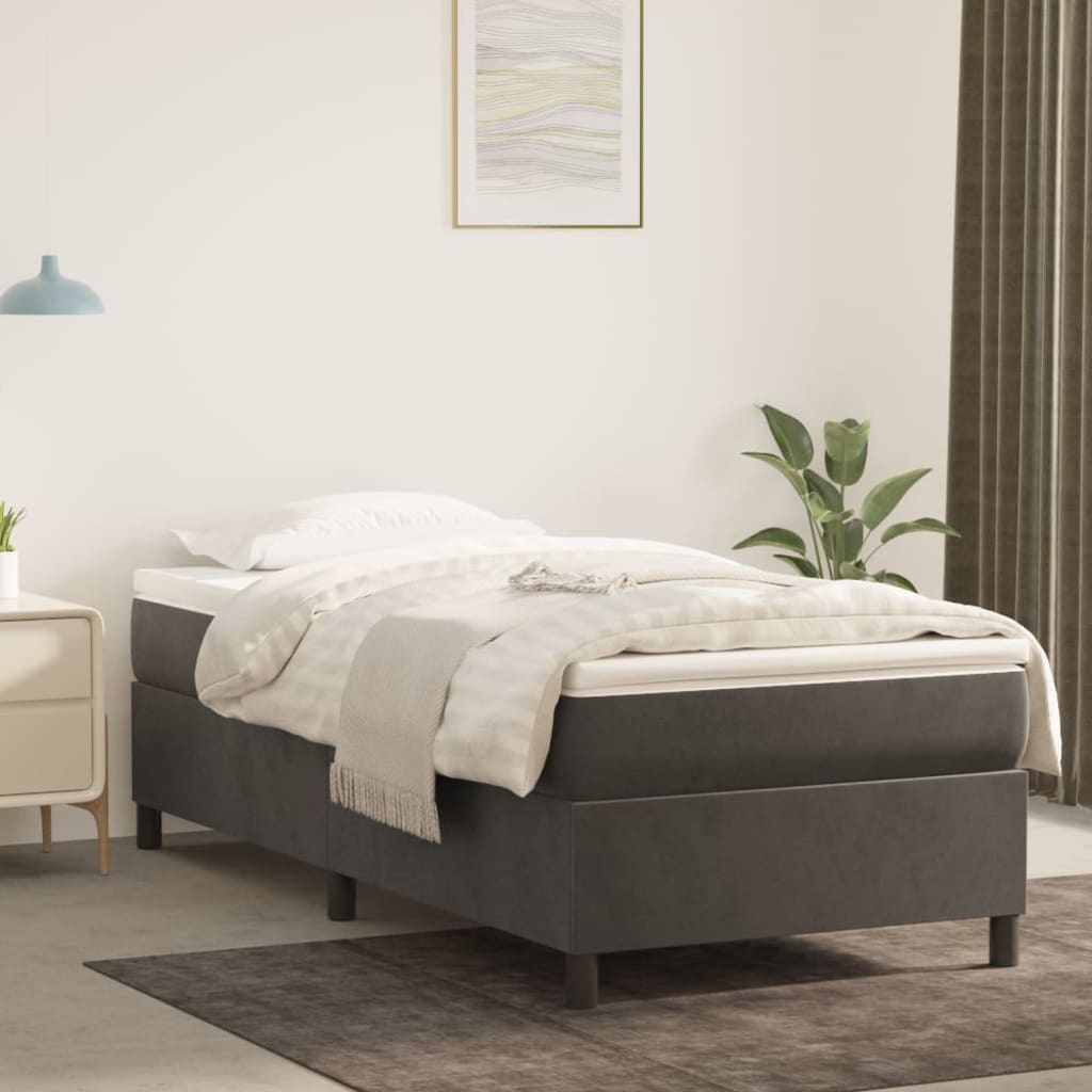vidaXL Estructura de cama de terciopelo gris oscuro 90x190 cm
