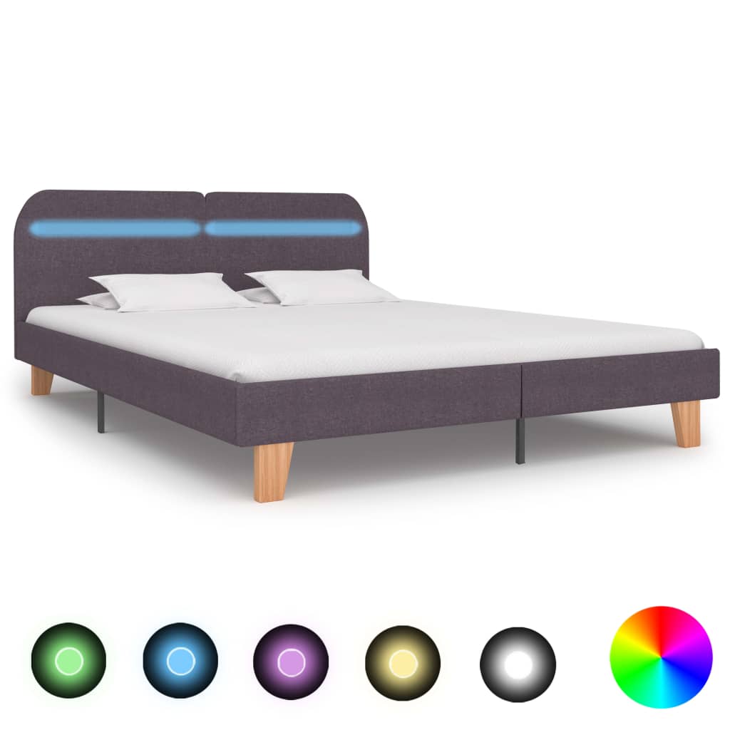 vidaXL Estructura de cama con LED tela gris topo 160x200 cm