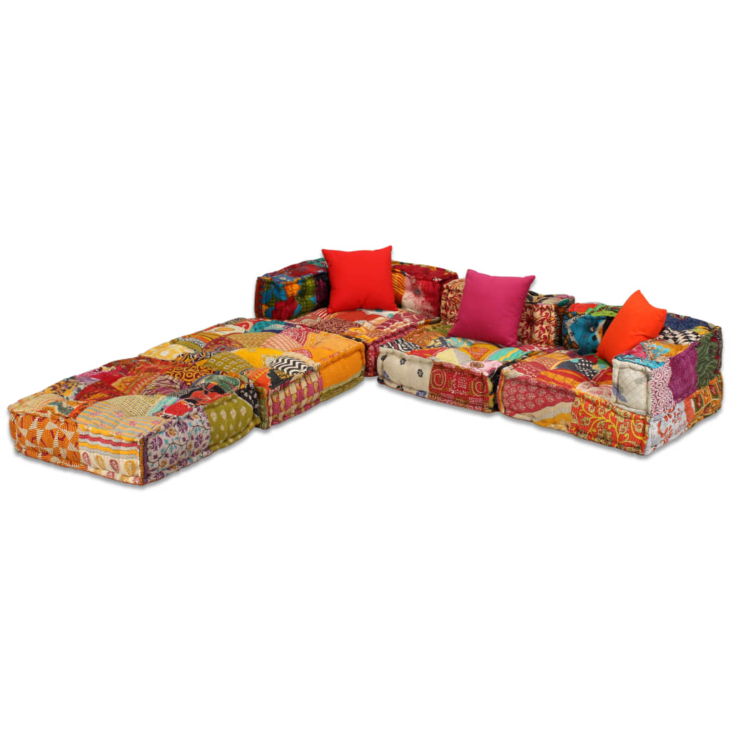 vidaXL Conjunto de sofá modular 12 piezas tela de patchwork