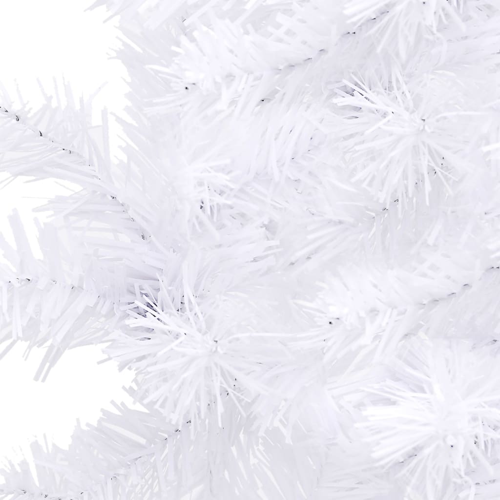 vidaXL Árbol de Navidad de esquina LED y bolas PVC blanco 210 cm