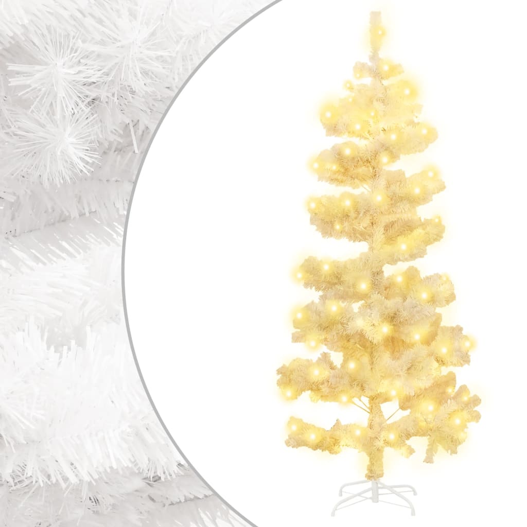 vidaXL Árbol de Navidad en espiral con luces y soporte blanco 150 cm