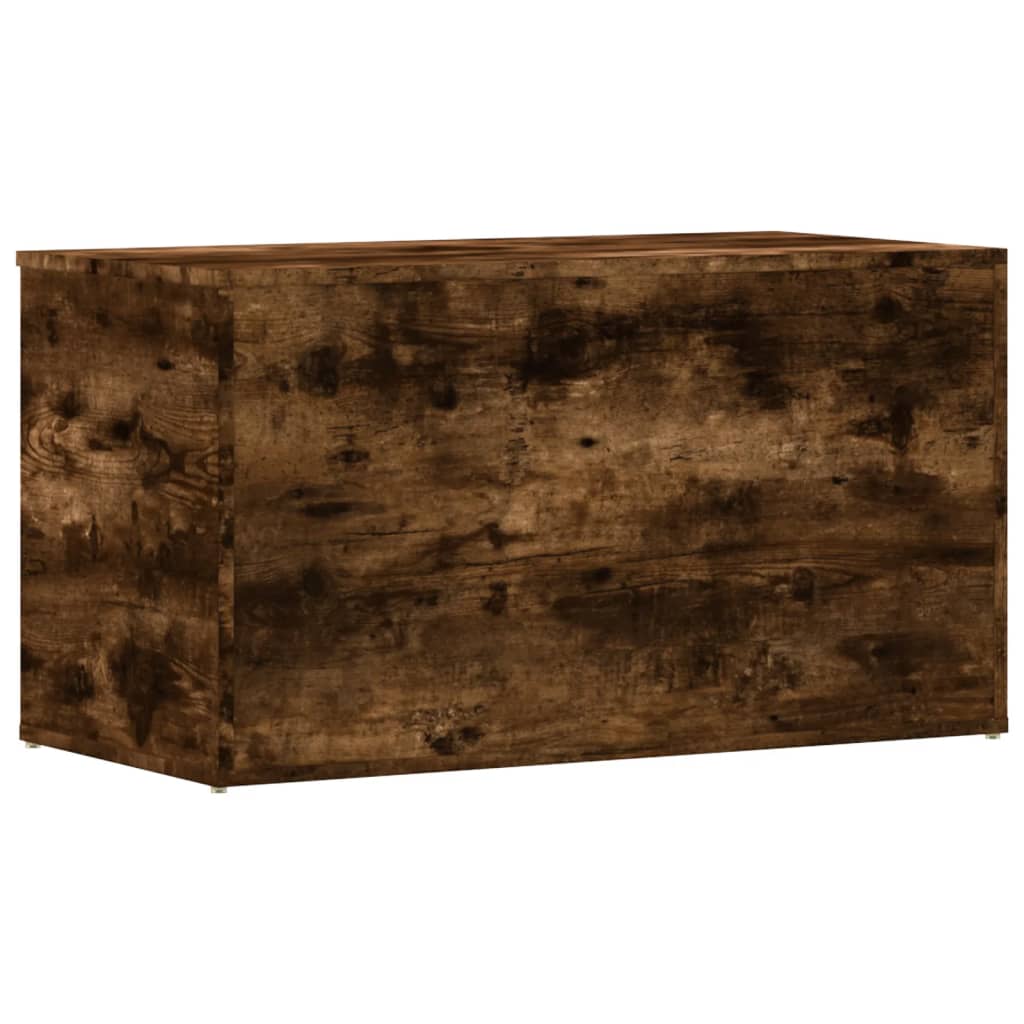 vidaXL Baúl almacenaje madera contrachapada roble ahumado 84x42x46 cm