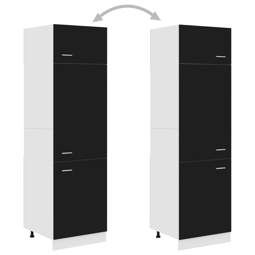 vidaXL Armario de frigorífico madera contrachapada negro 60x57x207 cm