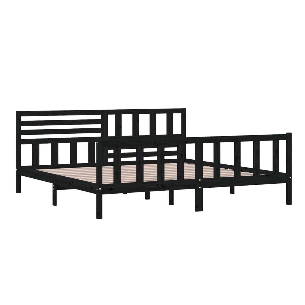 vidaXL Estructura de cama de madera maciza negra 200x200 cm