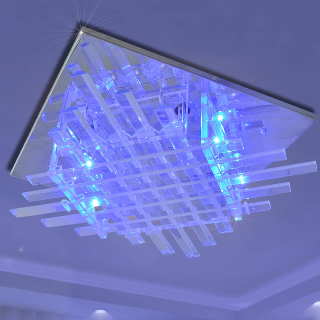vidaXL Lámpara de techo cuadrada LED multicolor con tiras de cristal