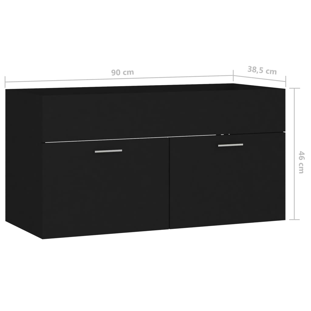 vidaXL Armario para lavabo madera contrachapada negro 90x38,5x46 cm