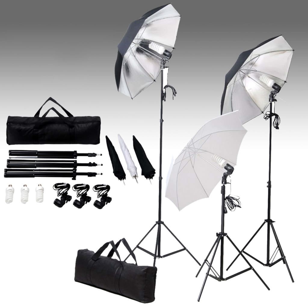 vidaXL Kit de estudio fotografía con set de luces y fondo