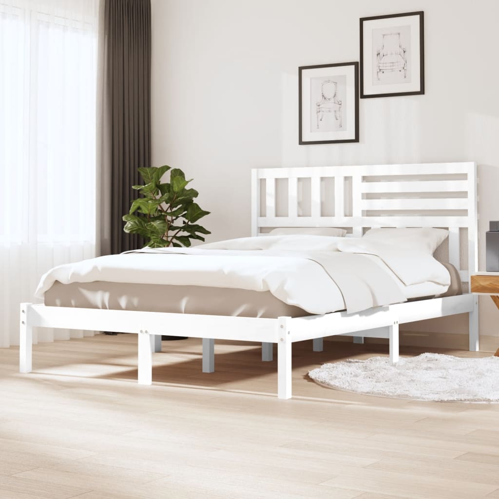 vidaXL Estructura de cama madera maciza de pini blanca 120x200 cm