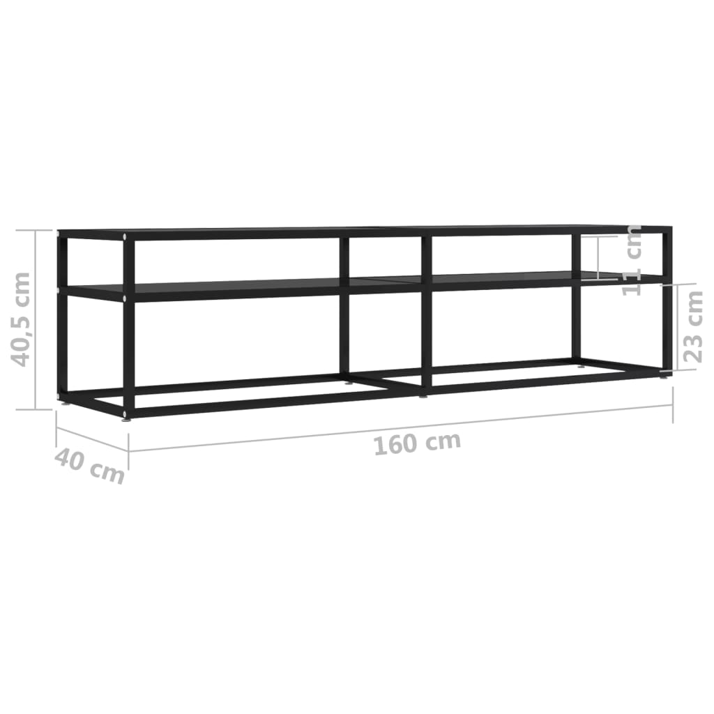 vidaXL Mueble para TV vidrio templado negro 160x40x40,5 cm