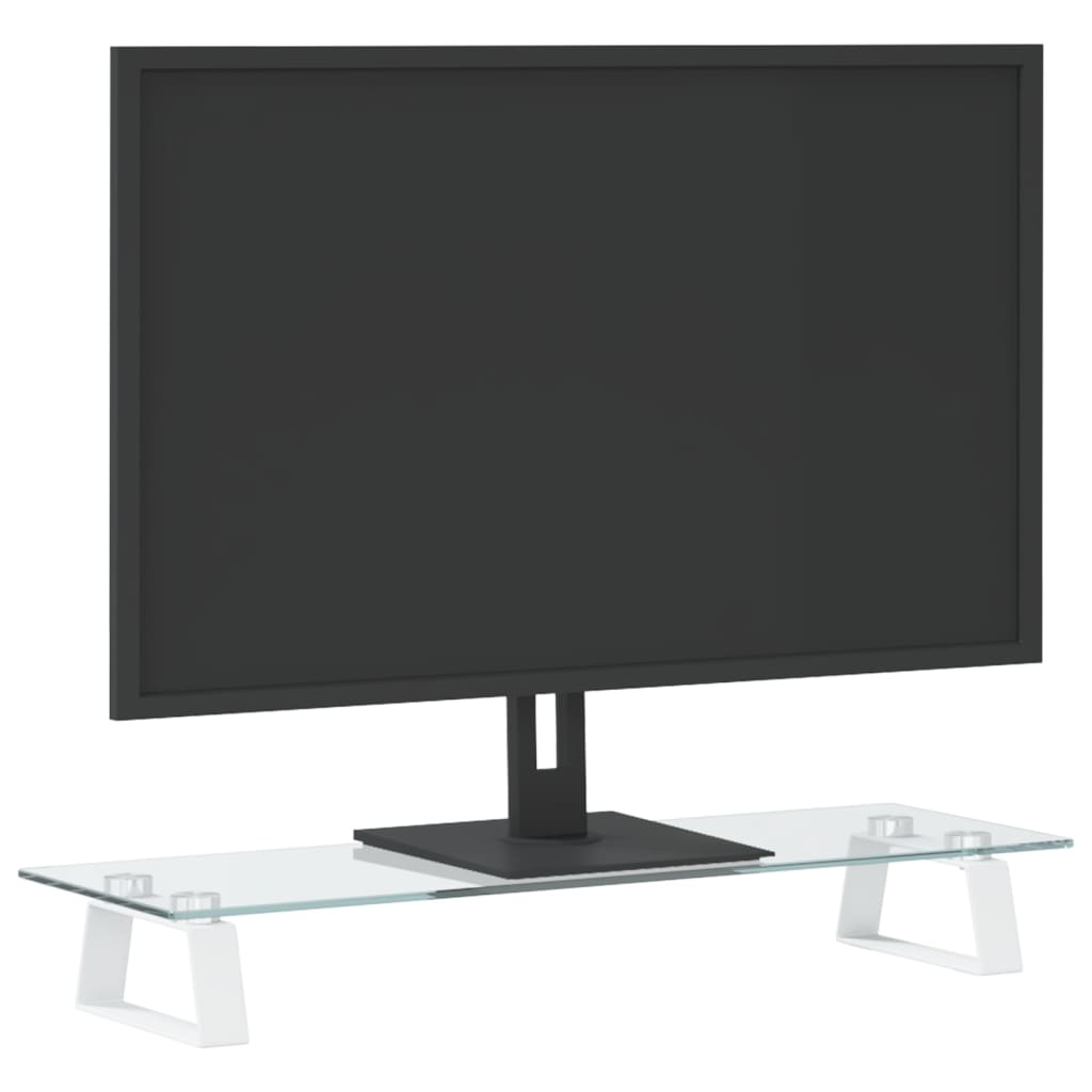 vidaXL Soporte de monitor vidrio templado y metal blanco 60x20x8 cm
