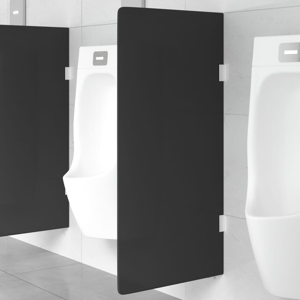 vidaXL Panel privacidad urinario pared vidrio templado negro 90x40 cm