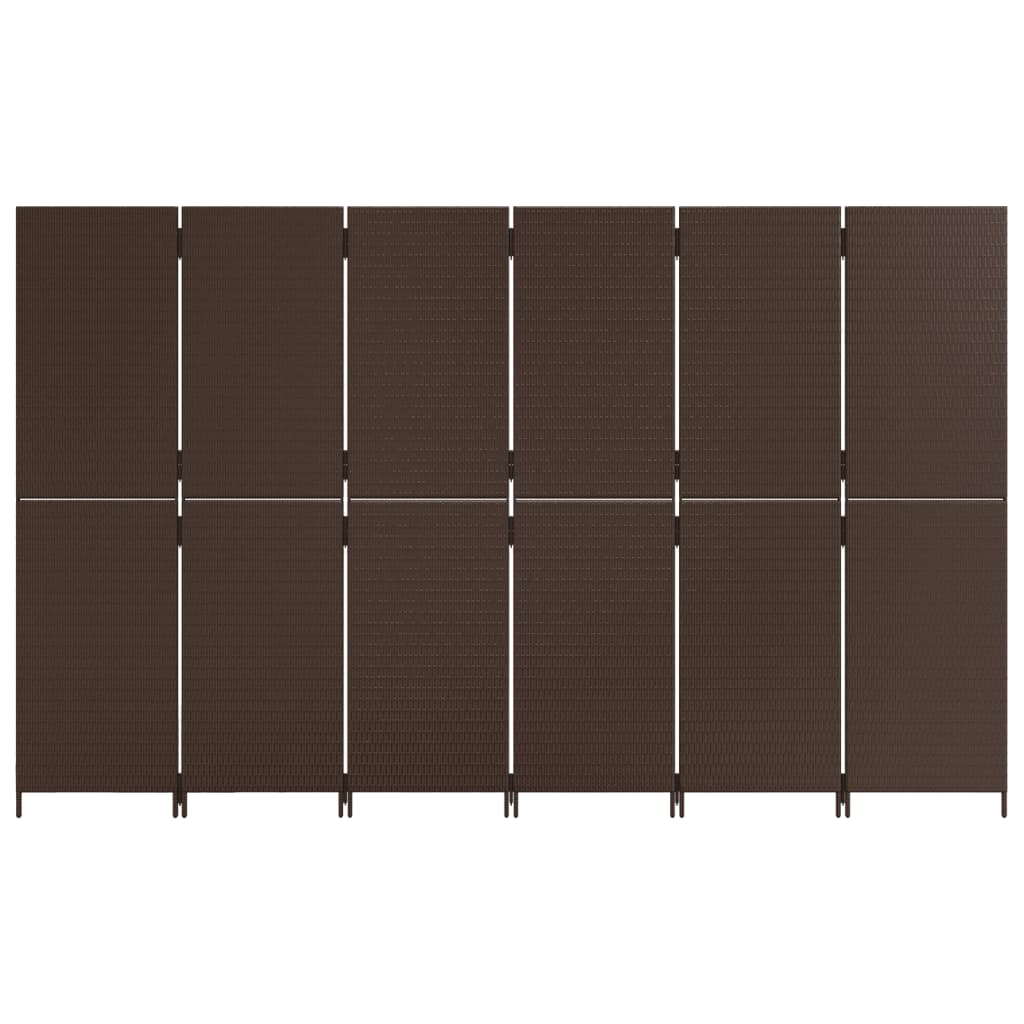 vidaXL Biombo de 6 paneles ratán sintético marrón