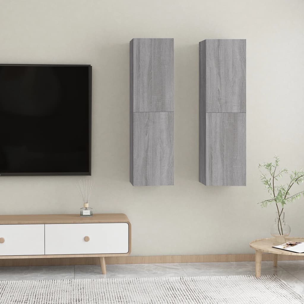 vidaXL Muebles para TV de pared 2 uds gris Sonoma 30,5x30x110 cm