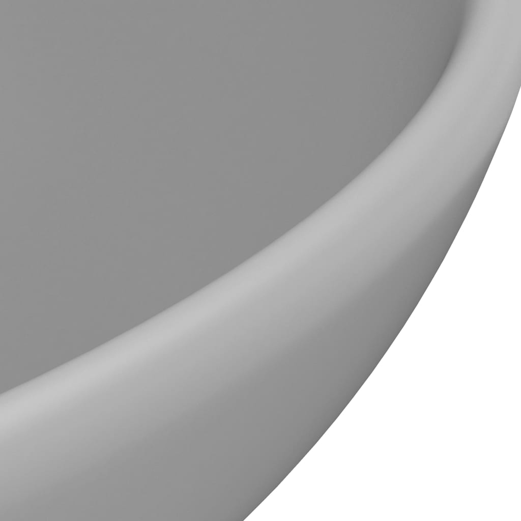 vidaXL Lavabo de lujo redondo cerámica gris claro mate 32,5x14 cm