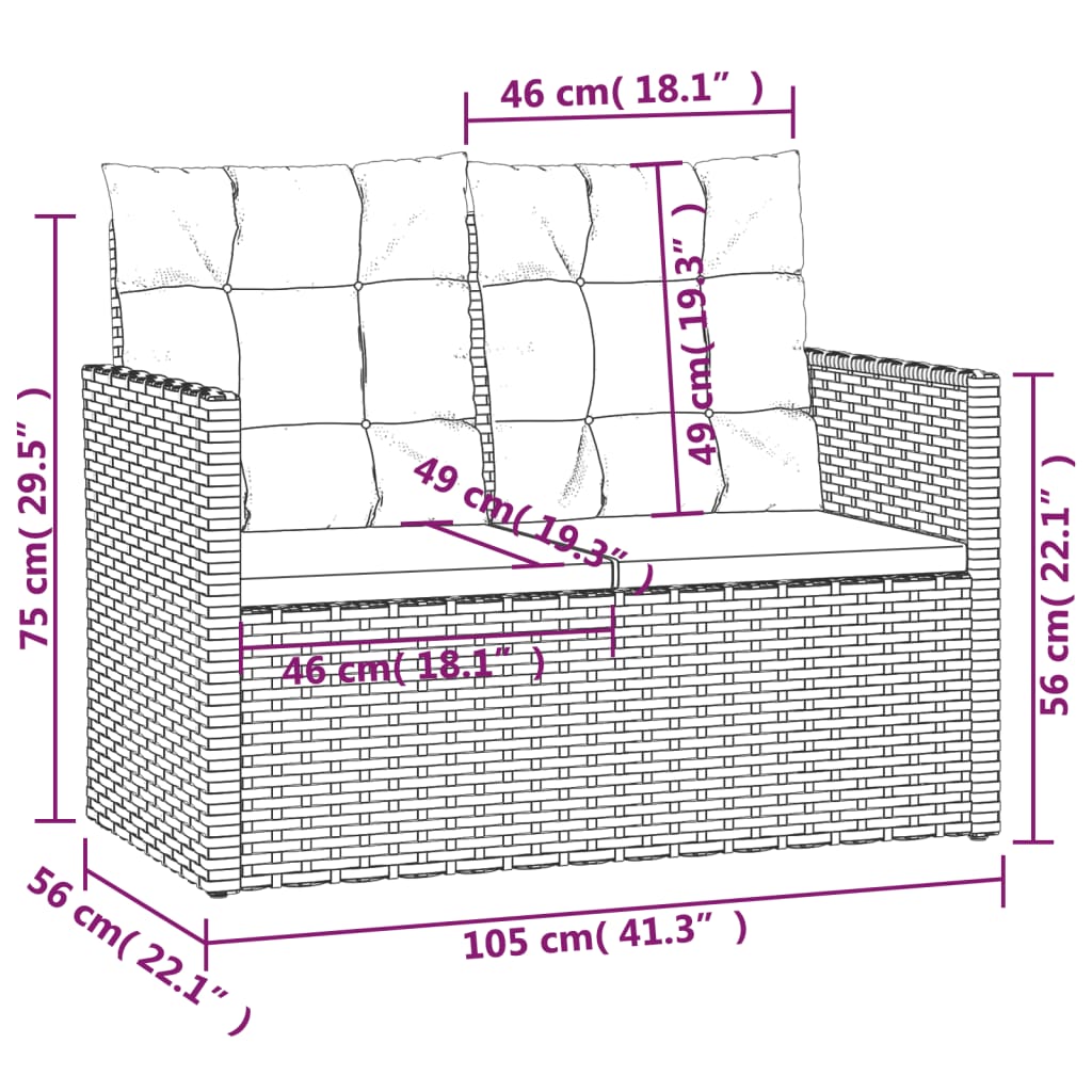 vidaXL Muebles de jardín con cojines 4 piezas ratán sintético gris