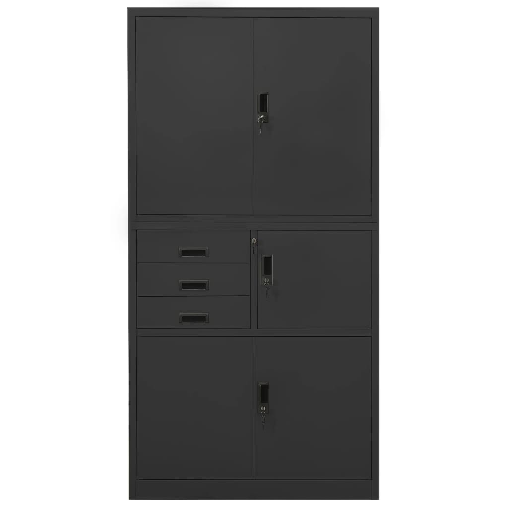vidaXL Armario de oficina de acero gris antracita 90x40x180 cm