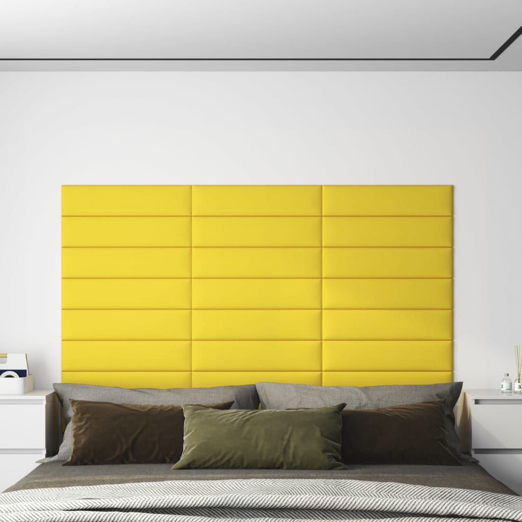 vidaXL Paneles de pared 12 uds tela amarillo claro 60x15 cm 1,08 m²