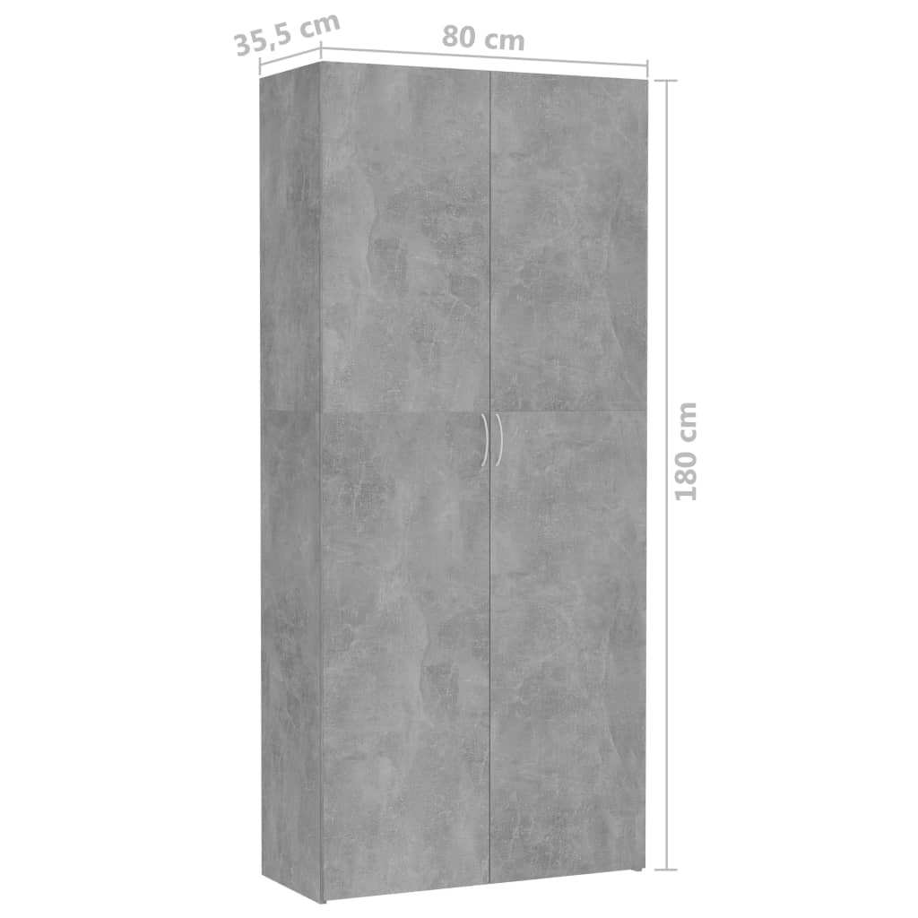 vidaXL Armario almacenaje madera ingeniería gris cemento 80x35,5x180cm