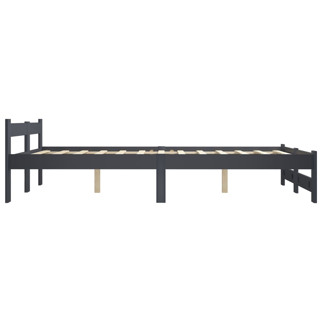 vidaXL Estructura de cama madera maciza de pino gris oscuro 180x200 cm