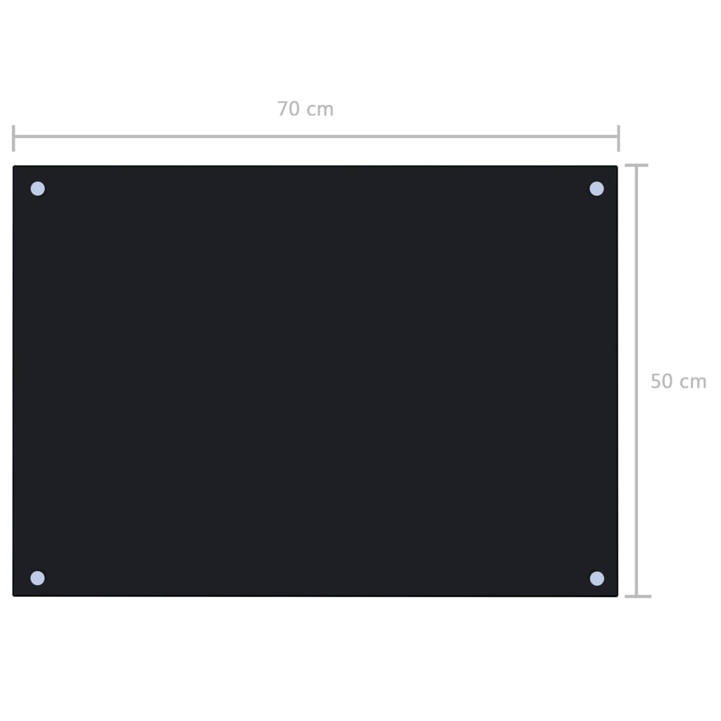 vidaXL Protección salpicaduras cocina vidrio templado negro 70x50 cm