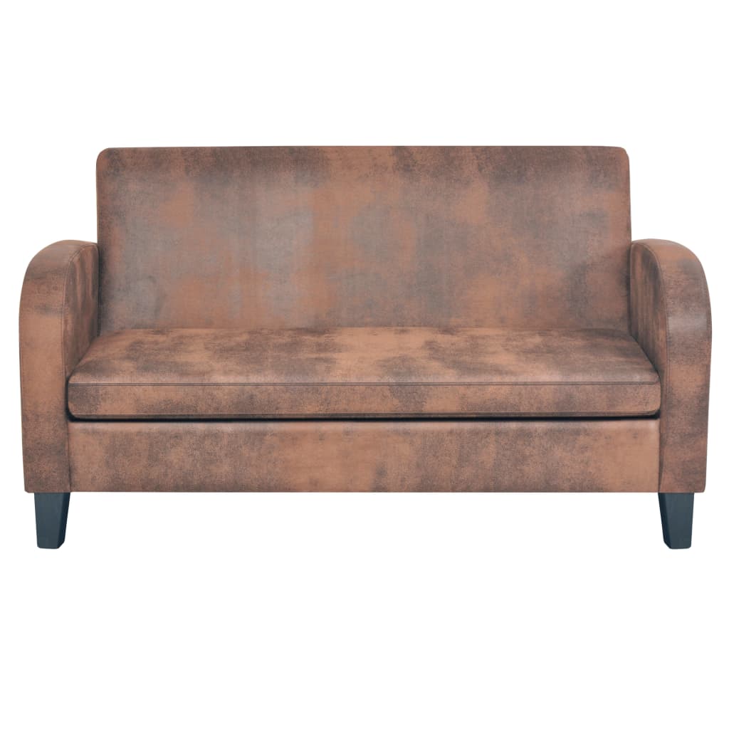 vidaXL Conjunto de sofás 2 piezas ante artificial marrón