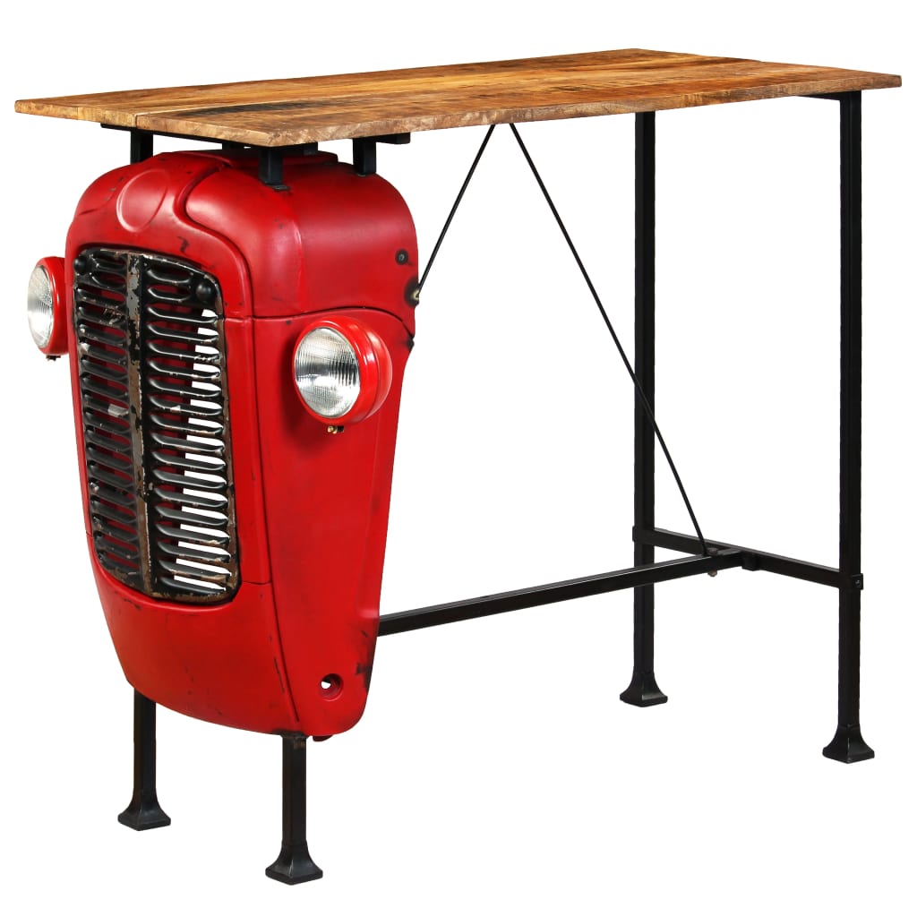 vidaXL Mesa de bar de tractor madera maciza mango roja 60x120x107 cm