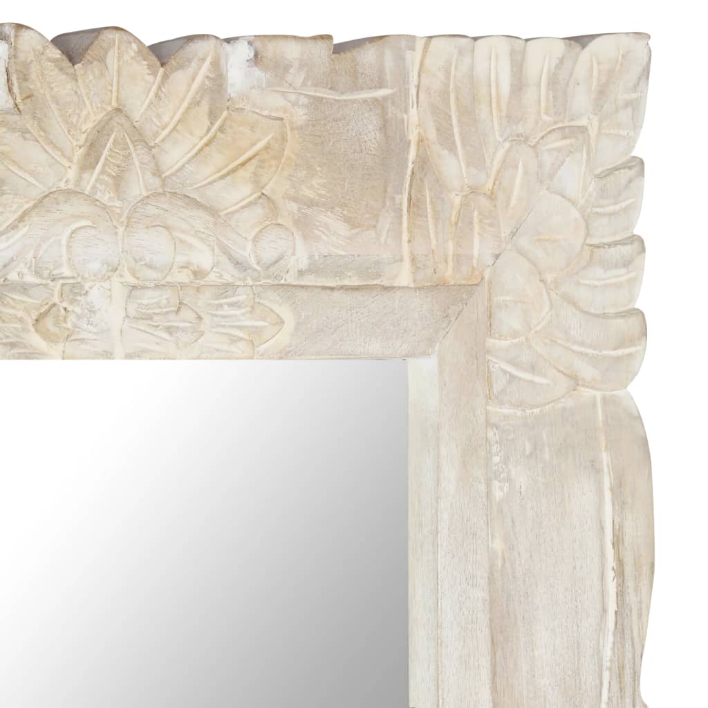vidaXL Espejo de madera maciza de mango blanco 80x50 cm