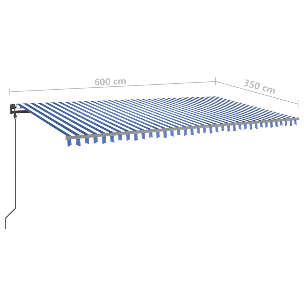 vidaXL Toldo retráctil manual con postes azul y blanco 6x3,5 m