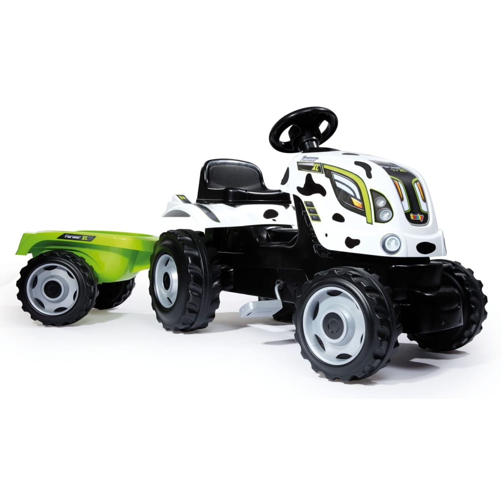 Smoby Tractor y remolque infantil Farmer XL blanco y negro