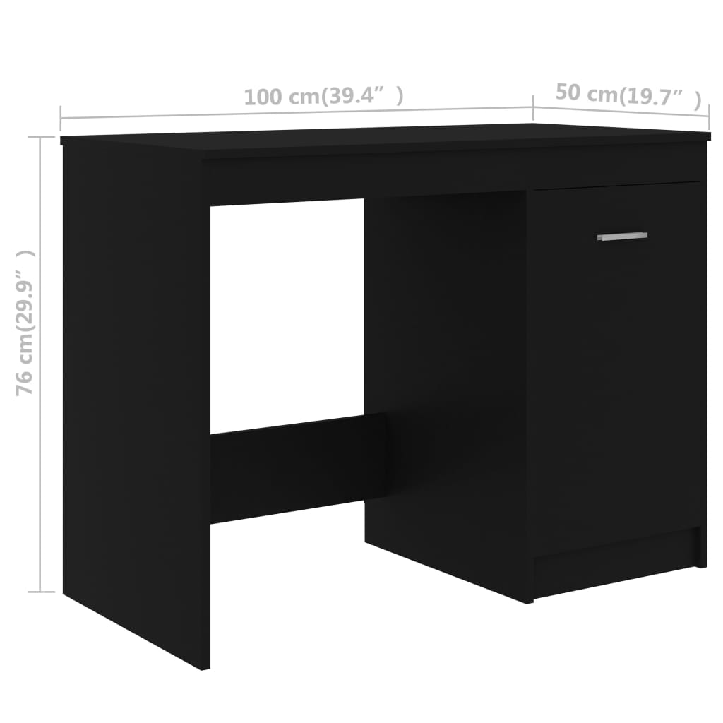 vidaXL Escritorio de madera de ingeniería negro 140x50x76 cm