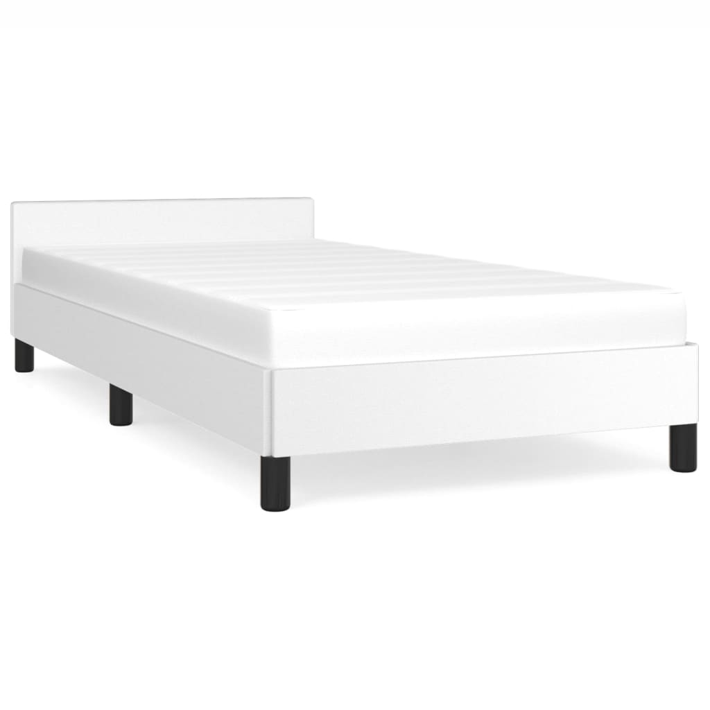 vidaXL Estructura de cama con cabecero cuero sintético blanco 90x190cm